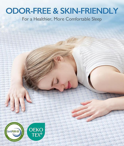 SINWEEK 3 Inch Queen Cooling Memory Foam Mattress Topper for Pressure Relief, Thick Bed Mattress Pad with Cooling Soft Cover and Adjustable Straps, CertiPUR-US Certified