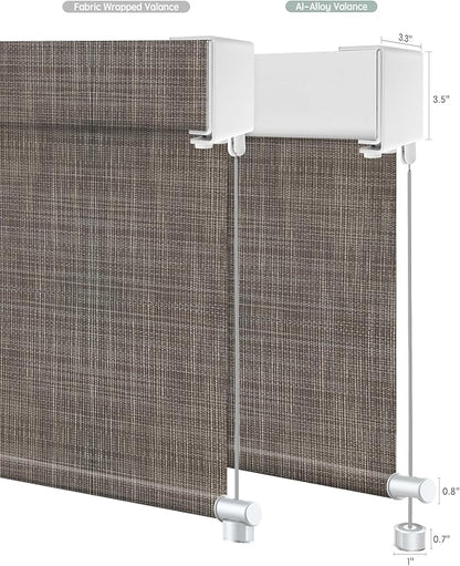 Yoolax Customized Motorized Outdoor Shades, Smart Blinds Compatible with Alexa Google, Remote Control Waterproof Blinds for Patio Porch Windows Outside (5% Openness Minty Oat Latte)