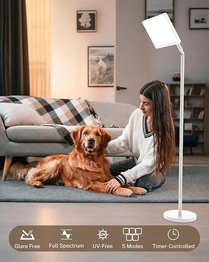 Sunlight Lamp, 12000 Lux Full Spectum Sun Lamp Natural Light Lamp for Home/Office/Morning Routine, 4 in 1 Mount, 5 Mode Adjustable 10 Brightess Levels, 5 Color Modes,Timer, Memory
