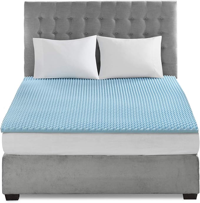 Sleep Philosophy Gel Infused Memory Foam Mattress Topper Luxurious, All Season Enhanced Bed Support, Twin XL, 1.5" Thick, Without Cover Blue
