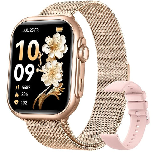 Smart Watch for Android/iPhone, 5ATM Fitness Watches for Women with 110+ Sports Modes, Bluetooth Calls/Messages/App Notifications, Health Monitor Blood Pressure/Heart Rate/SpO2/Sleep, Gifts for Women