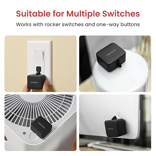 Switchbot Smart Switch Button Pusher (Bluetooth) – Fingerbot for Rocker Switch/One-Way Buttons, App Timer Control, No Wiring, Optional Hub Required for Voice/Remote, Black