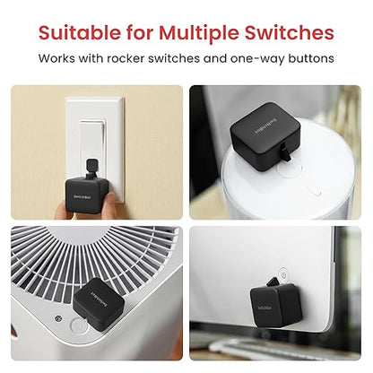 Switchbot Smart Switch Button Pusher (Bluetooth) – Fingerbot for Rocker Switch/One-Way Buttons, App Timer Control, No Wiring, Optional Hub Required for Voice/Remote, Black