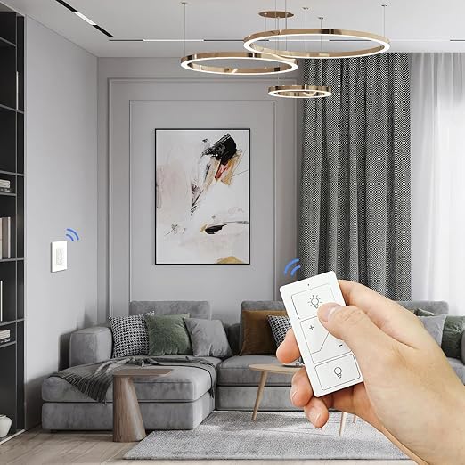 Dimmer Switch, Remote Light Switch with Wireless Remote Control, Bluetooth & Alexa Voice Compatible, Single Pole for Dimmable LED/CFL/Incandescent Lights, Neutral Wire Required