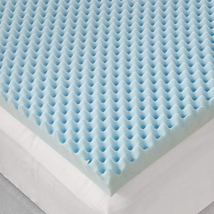 Sleep Philosophy Gel Infused Memory Foam Mattress Topper Luxurious, All Season Enhanced Bed Support, Queen, 3" Thick, Without Cover Blue