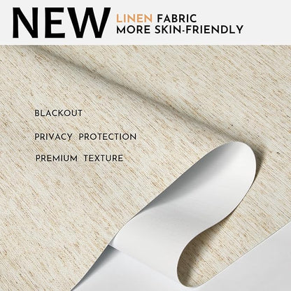 Persilux Blackout Roller Shades for Window Blinds,Cordless,Linen Fabric,Thermal Insulated Fabric UV Protection Shades for Home,Office,Bedroom,Door,Blackout-Cream,29" W X 72" H