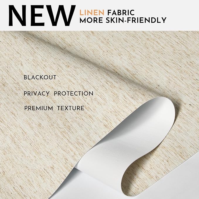 Persilux Blackout Roller Shades for Window Blinds,Cordless,Linen Fabric,Thermal Insulated Fabric UV Protection Shades for Home,Office,Bedroom,Door,Blackout-Cream,21" W X 72" H