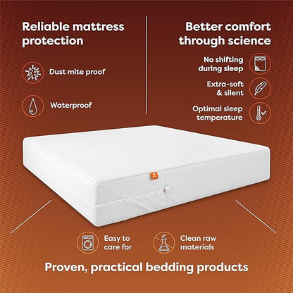 HOSPITOLOGY PRODUCTS Full Mattress Protector Hypoallergenic Natural Cotton - Waterproof - Fitted Cover - Machine Washable - 54" W x 75" L