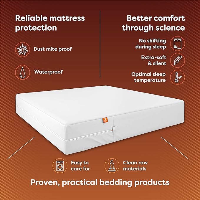 HOSPITOLOGY PRODUCTS Queen Mattress Protector Hypoallergenic Natural Cotton - Waterproof - Fitted Cover - Machine Washable - 60" W x 80" L