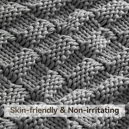 Knitted Weighted Blanket for Adult, No Beads Heavy Blanket 48” x 72'' 10lbs, Breathable Chunky Knit Blanket, Cooling Weighted Blanket for Hot Sleepers, Christmas Home Decor (Light Grey)