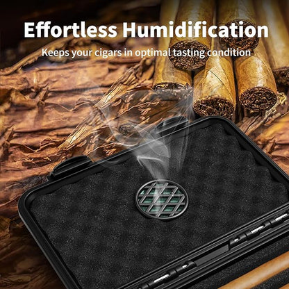 Cigar Humidor, ClGCRAFT Travel Cigar Humidor Box- Portable Cigar Case with Humidifier Disc, Waterproof, Essential Airtight Travel Humidor Kit for Cigar Aficionados (Holds up to 4 Cigars)