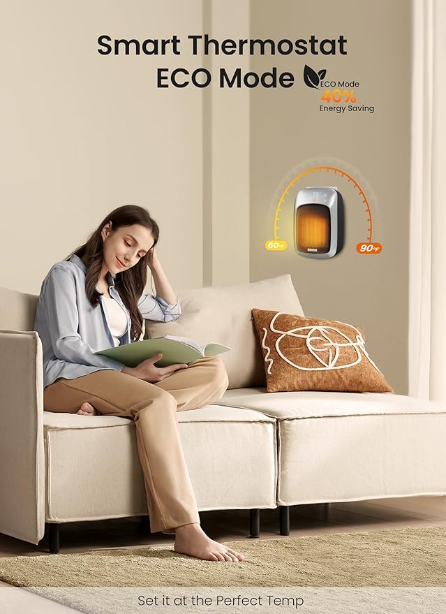 Brightown Portable Plug in Wall Heater for Indoor Use with Thermostat, 800W Small Electric Space Heater with Remote, LED Display, 12H Timer, Quick Heat, Safe for Bathroom Office Bedroom, 2PCS