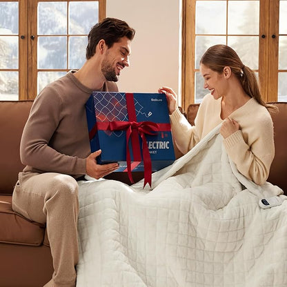 Bedsure Electric Blanket Queen Size - Dual Control Heated Weighted Blanket Queen with 10 Heat Settings, Fast Heating with 10 Time Settings (84x90 inches, Olive Green)