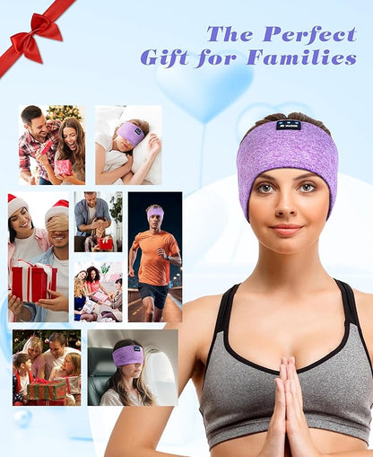 LOVE EYE Sleep Headphones Wireless Headband Headphones Bluetooth 5.4 for Side Sleeper Bluetooth Headband Earphones for Sports for tech Gadgets Gifts (Lavender Purple)
