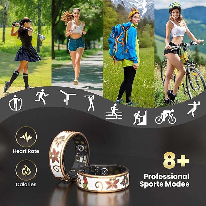 Enamel Craft Smart Ring for Women & Men - No Subscription Fee Fitness Tracker with Sleep Tracking, Heart Rate, SpO2 - IP68 Waterproof for iPhone Android - Activity Tracker, Remote Camera (10)