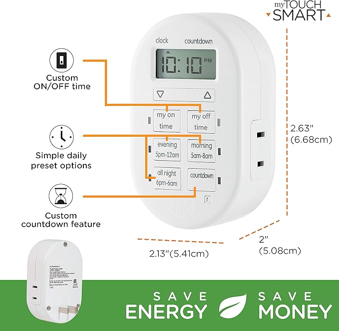 myTouchSmart Programmable Indoor Digital Timer, Plug