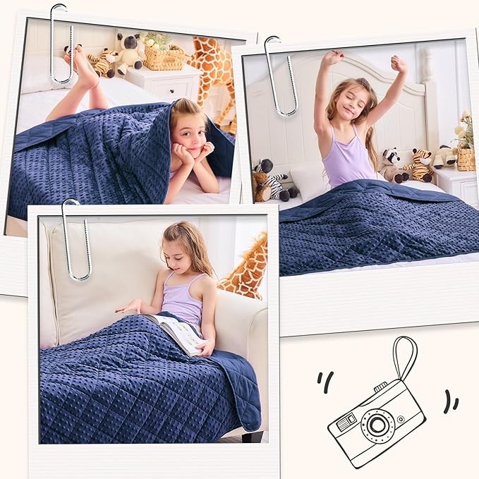 yescool Small Weighted Blanket 3 lb Blue Weighted Lap Blanket, Minky Weighted Throw Blankets Cooling Heavy Blankets, Birthday Gifts for 20-45lbs, 36 * 48in