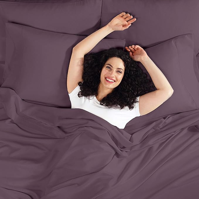 Empyrean 2 Pack Queen Fitted Sheets - Deep Pocket, 14-16 Inch Ultra Soft Microfiber, Wrinkle & Fade Resistant, Shrinkproof, Durable & Breathable, Perfect for Queen Beds, Purple