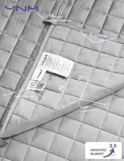 YnM Cooling Weighted Blanket, Oeko-Tex Certified Material with Premium Glass Beads (Light Grey, 60"x80" 20lbs), Suit for One Person Use on Queen/King Bed