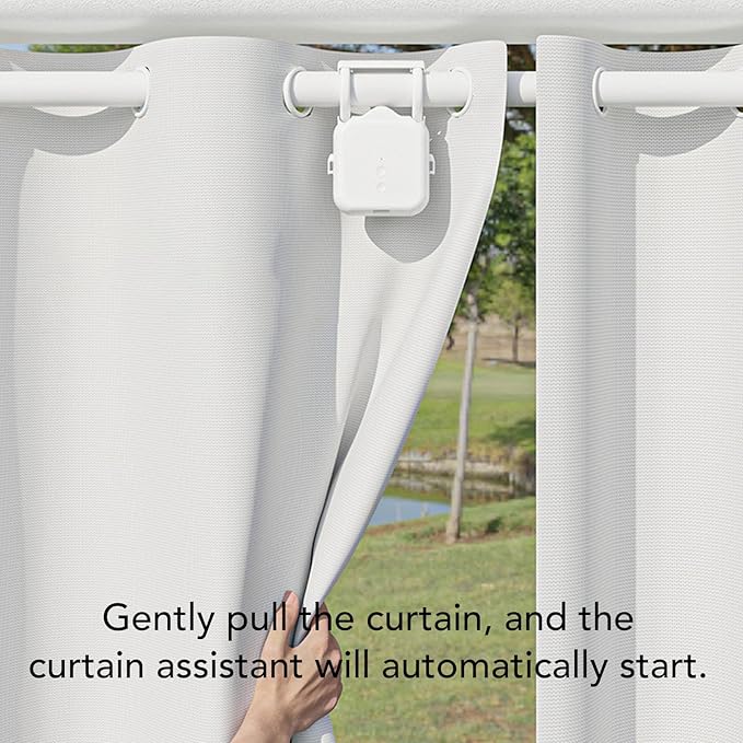 Tangxi Automatic Curtain Opener, Solar Powered Electric Curtain Opener Robot, Voice Control & APP Timed & Remote Control Smart Assistant for Roman U T Rails