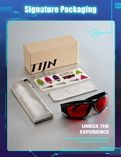 TIJN Sonia Sleep Glasses for Blue & Green Light Blocking,Red Lens with Dual AR Coating,Wraparound Frame for Gaming Screen