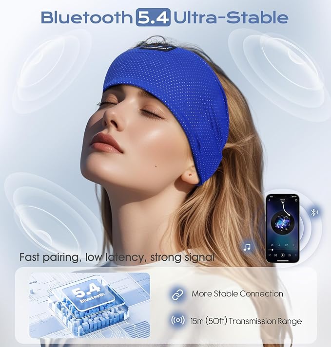 ink-topoint Sleep Headphones Bluetooth 5.4 Headphone, Sports Earphones with HD Stereo Speakers Breathable Sports Headphones for Running, Yoga, Travel, Sleeping, Ideal Gifts for Men Women