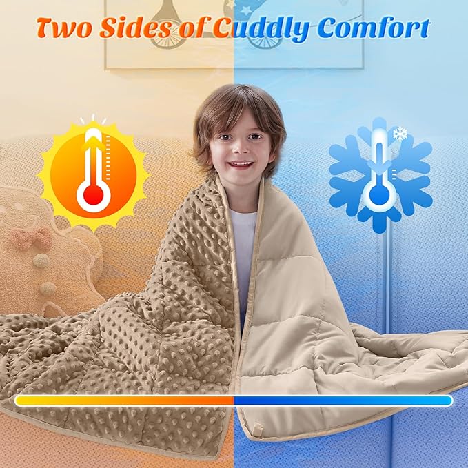 anfie Weighted Blanket Kids(36"x48" 3lbs) Weighted Blanket Cooling Blanket for Sleeping,Throw Size Breathable Blanket with Premium Glass Bead(Khakil)