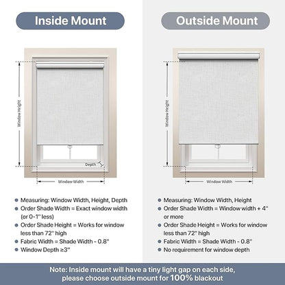 GENIMO 100% Blackout Roller Window Shades, Window Blinds Cordless with Thermal Insulated, UV Protection Fabric, Mini French Door Blinds for Home, Office, Bedroom, Easy to Install, Linen, 21" W X 72" H