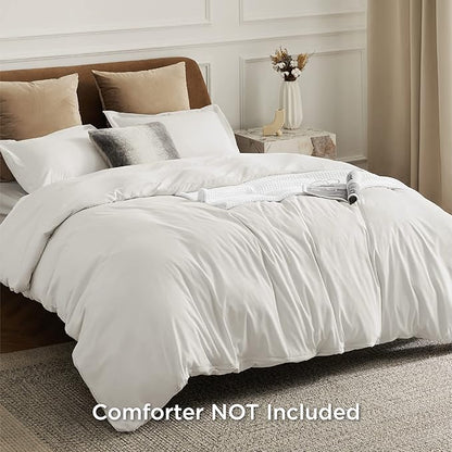 Bedsure Duvet Cover Queen Size - Soft Double Brushed Bedding Set for Kids & Adults, Zipper Closure, 3 Pieces, Includes 1 Duvet Cover (90"x90") & 2 Pillow Shams, NO Comforter, Ivory White