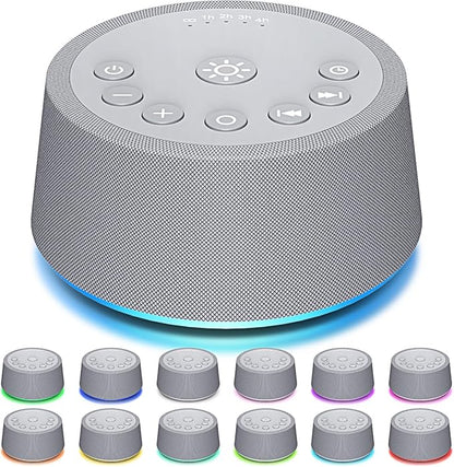 SoundLegend Sleep White Noise Sound Machines 32-Level Volume 30 Sounds 12 Colors Light 5 Timers Adjustable Light Brightness Compact for Everyone Travel Gift Memory Function