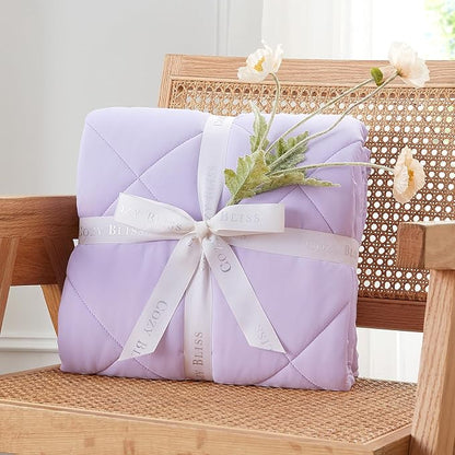 Cozy Bliss Cooling Blanket for Hot Sleepers King Size, Q-Max 0.45 Cooling Comfort, Cold Blankets for Night Sweats Sleeping, Ultra-Cool Lightweight Breathable Summer Blanket for Bed, Purple 108"x90"