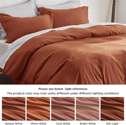 Bedsure Duvet Cover Full Size - Soft Double Brushed Bedding Set for Kids & Adults, Zipper Closure, 3 Pieces, Includes 1 Duvet Cover (80"x90") & 2 Pillow Shams, NO Comforter, Terracotta
