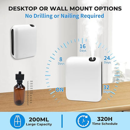 Upgraded Scent Air Machine for Home, 1500 Sq.Ft Hotel Collection Diffuser with Smart Cold Air Technology, Bluetooth Waterless Essential Oil Diffuser for Large Room, Hotel, Spa, Office