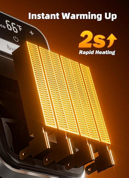 Brightown 2Pack Outlet Space Heater - 800W Plug in Heater with Remote and Touch LED Display, Small Electric Wall Heaters for Indoor Use with Adjustable Thermostat, 12H Timer for Home Office