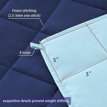 King Size Weighted Blanket for Adults (25 lbs, 80” x 87”, Navy & Blue) Cooling Heavy Blanket for Sleeping Perfect for 240-260 lbs, Breathable Blanket for Adults & Couple All Season, Machine Washable
