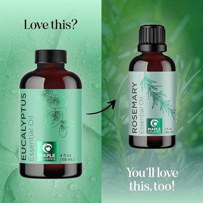 Pure Eucalyptus Essential Oil 4oz Invigorating Home Spa Aromatherapy and Natural Bath Oil - Eucalyptus Oil for Diffuser Dry Scalp Care and DIY Skin Care