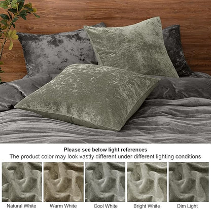 PHF Truly Velvet Euro Sham, 26"x 26",No Insert, 2 Pack Color Gradient Euro Throw Pillow Covers, Ultra Soft Cozy Pillow Covers for Home Decorative, No Shedding, No Pilling, Vetiver