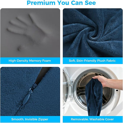 Knee Pillow for Side Sleepers, Memory Foam Leg Pillow with Strap for Side Sleeping, Supportive Elevation Pillow Between Legs for Knee, Ankle Sciatica, Pregnancy, Joint Pain (Blue/Plus)