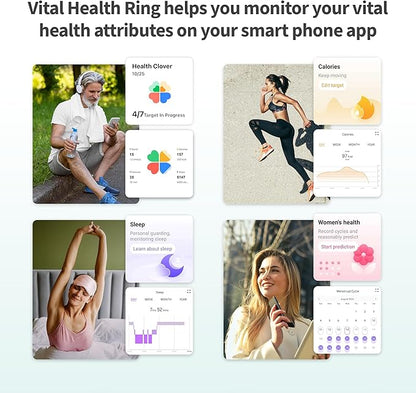 Vital Health Smart Ring for Women Black Vital Health Ring Smart Rings for Men with Fitness Tracking, Sleep Monitor, Activity Tracking, App (Size 11).