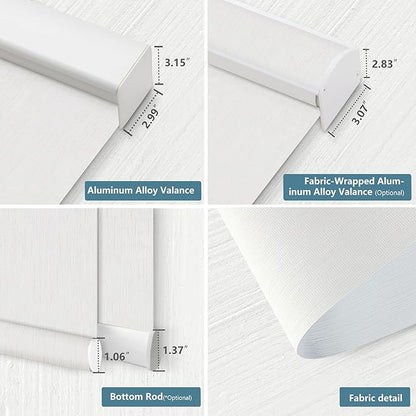Bringnox Motorized Blinds with Remote,100% Blackout Smart Roller Blinds Compatible with Apple Homekit Google Home and Alexa Via HUB,and Customized (Safari White-03)