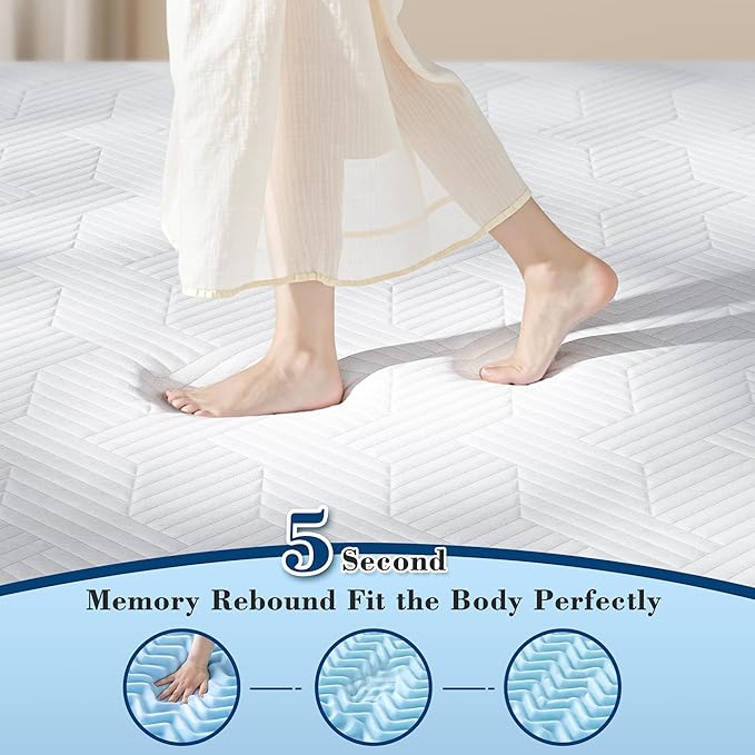 EnHomee Memory Foam Mattress Topper,3 Inch Full Mattress Topper Pressure Relief with Cooling Gel and Removable & Washable Embossed Cover, CertiPUR-US & Oeko-TEX Certified, White, Full