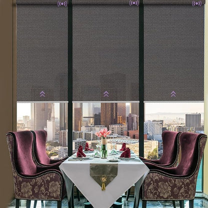 Graywind Motorized Roller Shades Compatible with Alexa Google Hardwired WiFi Smart Light Filtering Blind Remote Automated Blinds Electric Window Shade, Custom Size (5% Openness Rock Black)