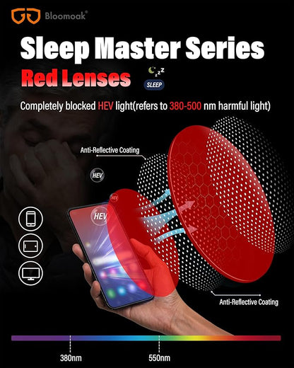 Bloomoak 99% Blue Light Blocking Glasses,Nighttime Sleep,Fully Wraparound Your Eyes with No Leaks for Side Glare/Dry Eyes
