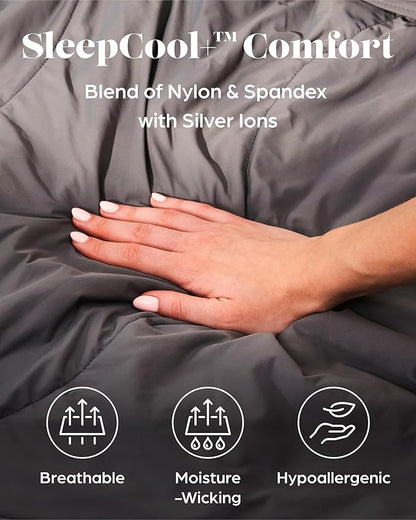 Cooling Comforter Blanket for Hot Sleepers, Full/Queen Soft Cooling Blanket, Double-Sided Cool Bedding for Night Sweats, All-Season Breathable Lightweight Comforter w/Premium Gift Box 90''x90'' Grey