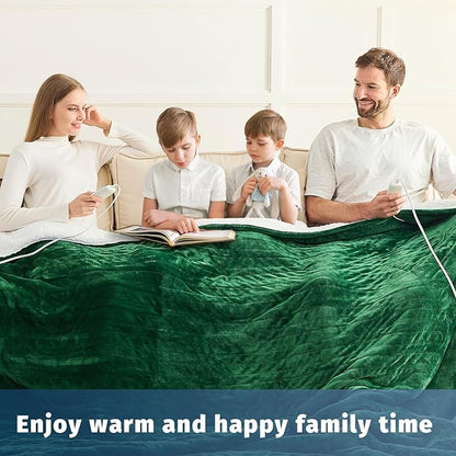 Heated Electric Blanket Queen Size - 84" x 90" Heating Blanket with Dual Control, 10 Heating Levels & 8 Hours Auto Off, Soft Warm Flannel Blanket, Christmas Birthday Gifts for Senior Grandma
