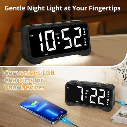 Loud Alarm Clock for Heavy Sleepers Adults, Vibrating Alarm Clock for Teens/Deaf, 7.5" Bright Clear Digital Screen, Adjustable Brightness with Night Light, 3 Levels Bed Shaker Under Pillow, Dual Alarm