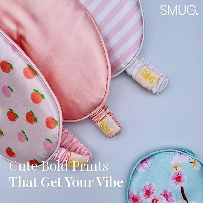 SMUG Satin Sleep Mask - Travel, Night Shift, Sleeping Eye Mask for Women & Men - Soft to Nourish Skin, & Reduce Dark Circles - Deep Dream Sleep Aid Eye Cover to Block Out Light - Candy Shop