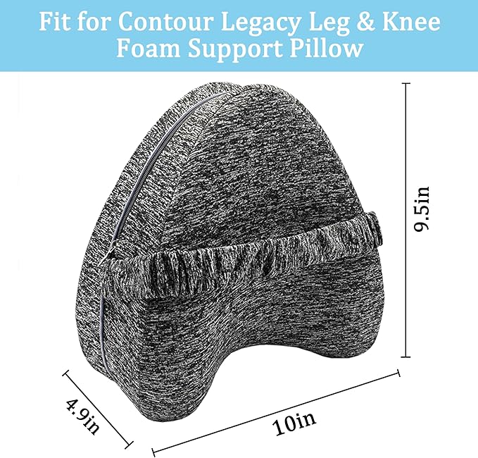 Replacement Pillowcase Pillow Cover with Elastic Strap for Contour Legacy Leg & Knee Foam Support Pillow-Cover ONLY (Gray)