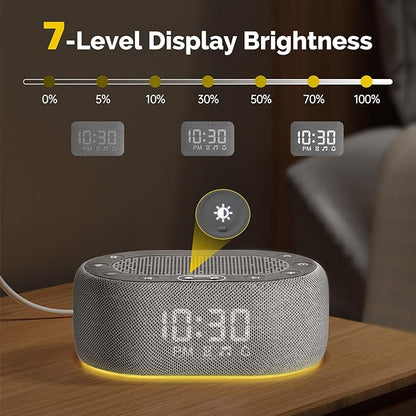 1Mii White Noise Sound Machine with Alarm Clock, Sound Machine for Sleep for Adults Baby, 30 Soothing Sounds, Smart App Controlled, Dimmable 7-Color Night Light, Sleeping Timer, 30 Volume Levels