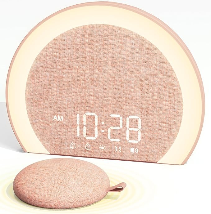 ANJANK Loud Alarm Clock with Wireless Bed Shaker, Vibrating Dual Alarm with Light Wake Up for Heavy Sleepers & Hearing Impaired, 9-Color Night Light, 8 Alarms, 0-100% Dimmer, USB Charger, Bedroom